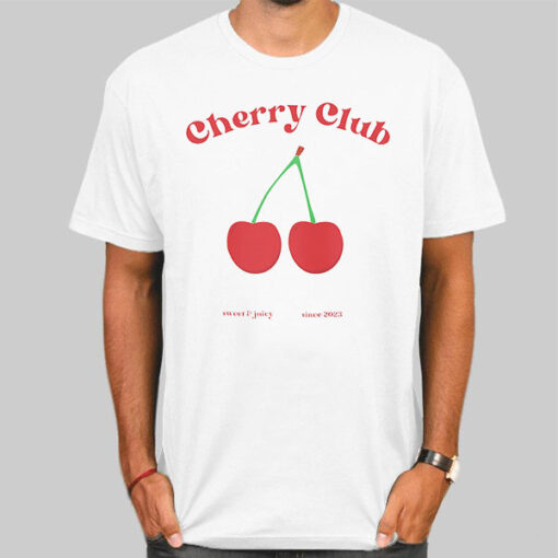 T Shirt White Vtg Sweet and Juicy Cherry Red
