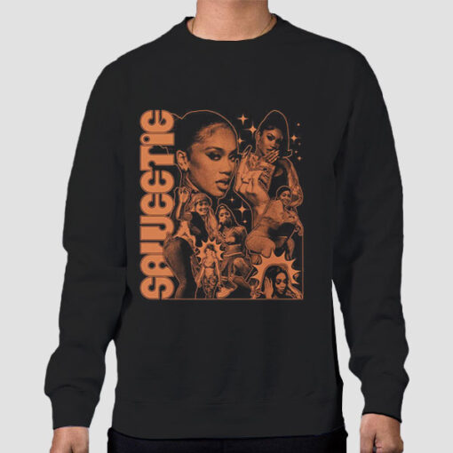 Sweatshirt Black Potrait Saweetie Rap Vintage