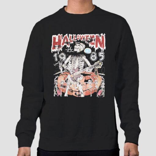 Sweatshirt Black Skeleton 1985 Vintage Halloween