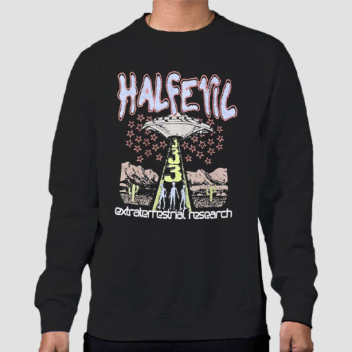 Sweatshirt Black Vintage Alien Half Evil