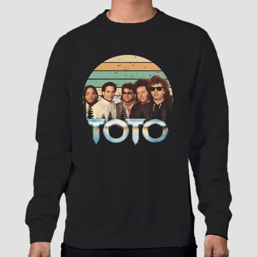 Sweatshirt Black Vintage American Toto 80s Rock