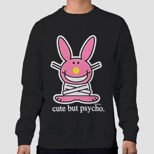 Sweatshirt Black Vintage Cute Happy Bunny 2000s