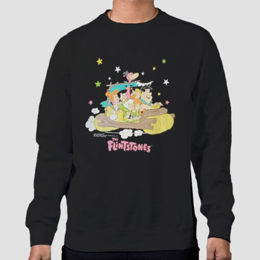 Sweatshirt Black Vintage Hanna Barbera Flintstones