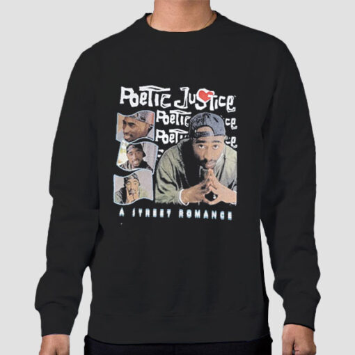 Sweatshirt Black Vintage Shakur Poetic Justice Tupac