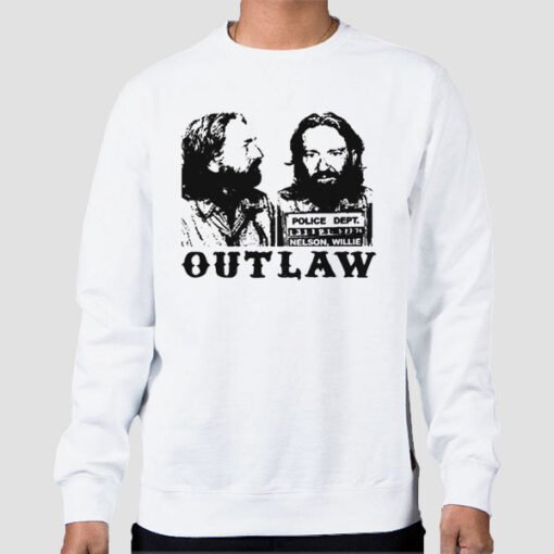 Sweatshirt White Outlaw Police Dept Vintage Willie Nelson