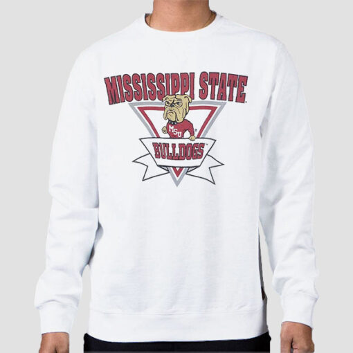 Sweatshirt White Vtg Mascot Bulldog Mississippi State