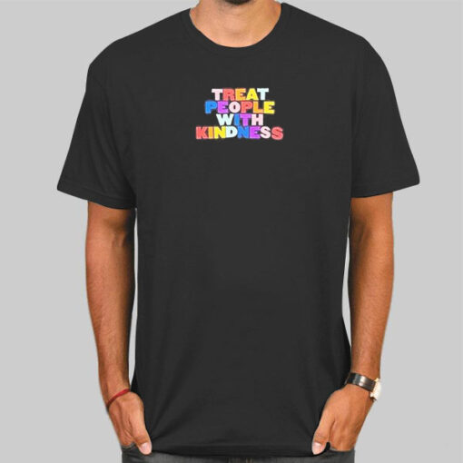 T Shirt Black Rainbow Text Treat People With Kindness