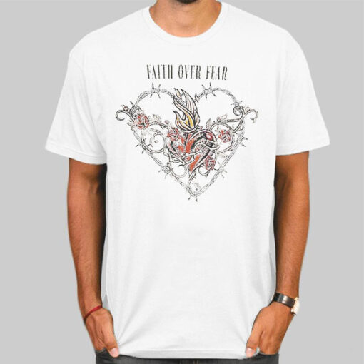 T Shirt White Vintage Graphic Faith Over Fear