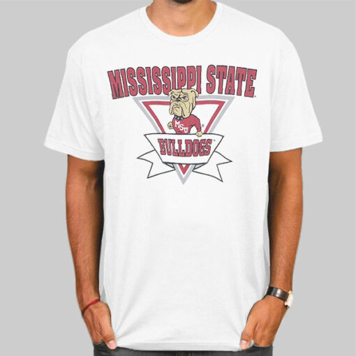 T Shirt White Vtg Mascot Bulldog Mississippi State