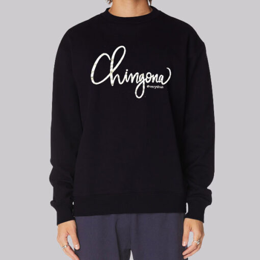 Black Sweatshirt Funny Typography Chingona