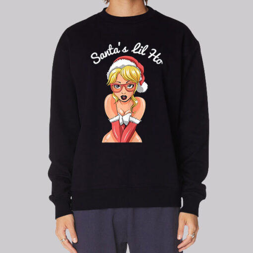 Black Sweatshirt Sexy Xmas Santa's Lil Ho