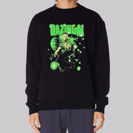 Black Sweatshirt Vintage Bazinga Sheldon Cooper