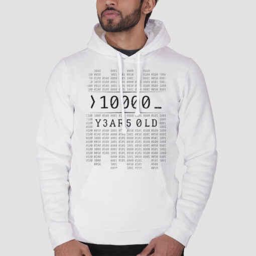 Hoodie White 0100 Binary Code 10000 Years