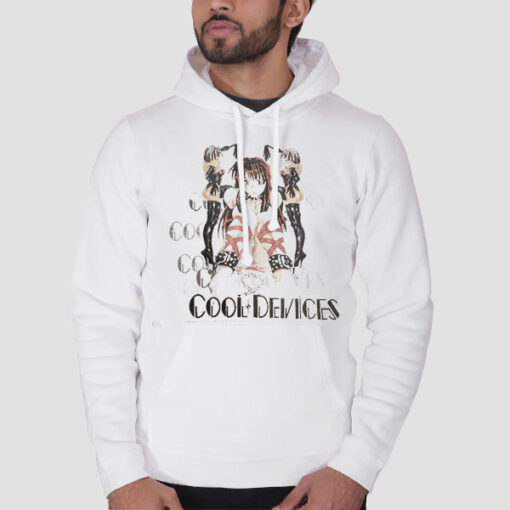 Hoodie White Vintage 90s Cool Devices Anime