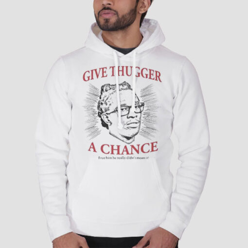 Hoodie White Vintage Give a Chance Thugger