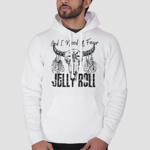 Hoodie White Vtg God I Need a Favor by Jelly Roll