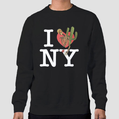 Sweatshirt Black Skull Cactus I Love Ny