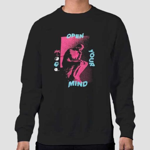 Sweatshirt Black Vintage Open Your Mind Grunge
