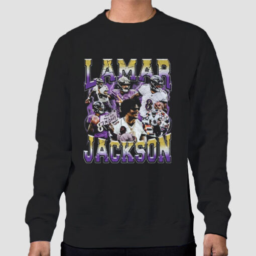 Sweatshirt Black Vintage Photos Lamar Jackson