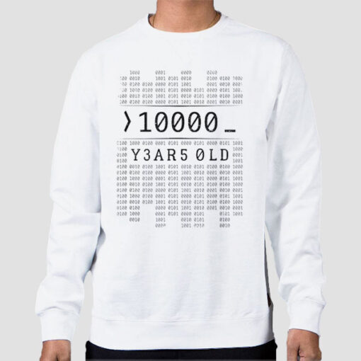 Sweatshirt White 0100 Binary Code 10000 Years
