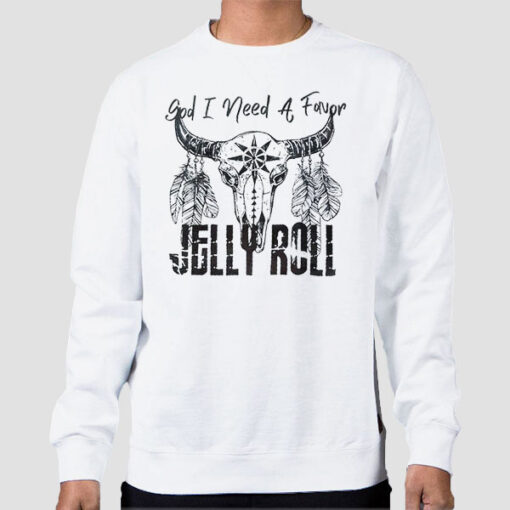 Sweatshirt White Vtg God I Need a Favor by Jelly Roll