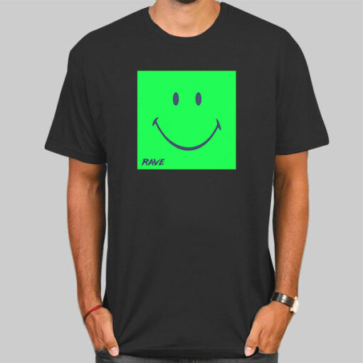 T Shirt Black Box Smiley Face Rave