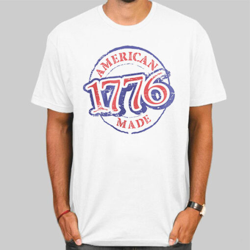 T Shirt White Logo Circle American Made 1776