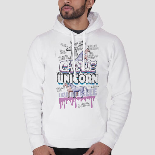 Hoodie White Funny Quotes Charlie the Unicorn