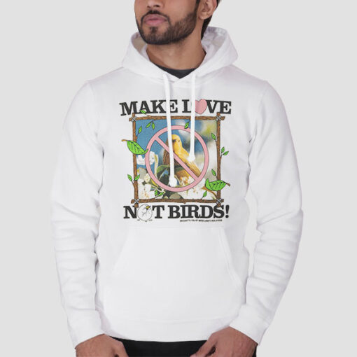 Hoodie White Graphic Birds Arent Real Merch