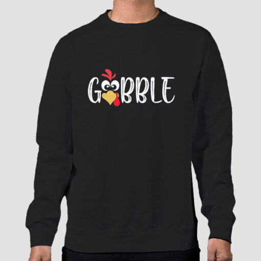 Sweatshirt Black Cute Turkey Face Graphic Gobble