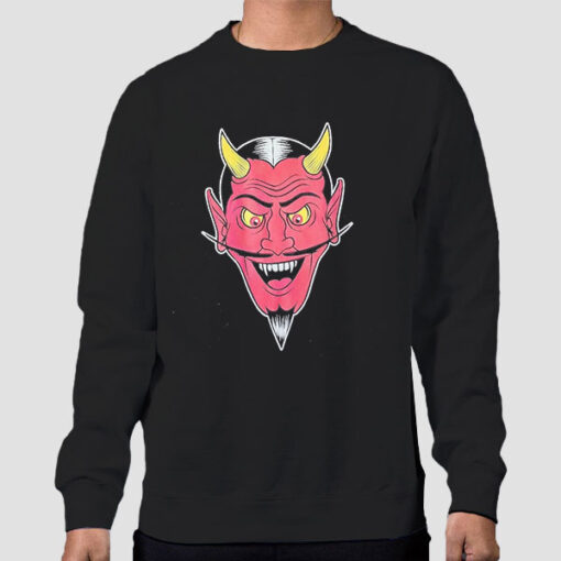 Sweatshirt Black Devil Head Laugh Graphic