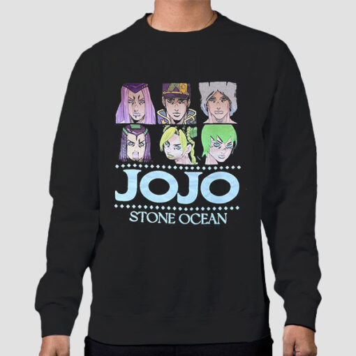Sweatshirt Black Vintage Manga Stone Ocean Jojo