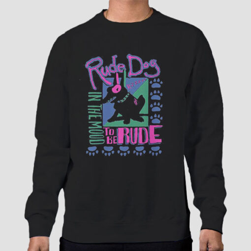 Sweatshirt Black Vintage in the Mood Rude Dog
