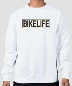Sweatshirt White Funny Logo Bike Life
