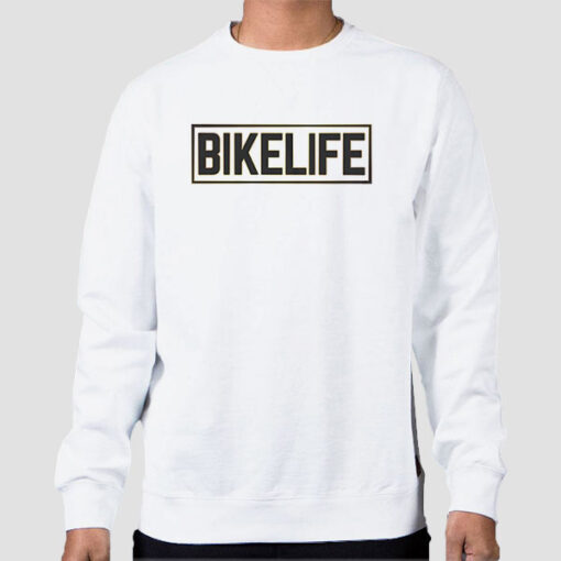 Sweatshirt White Funny Logo Bike Life