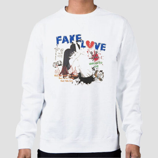 Sweatshirt White Graphic Anime Flare Fake Love