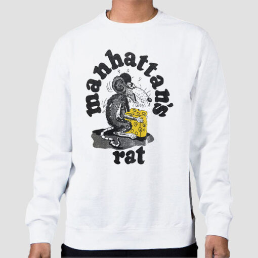 Sweatshirt White Manhattan's Rat Bring Cheese