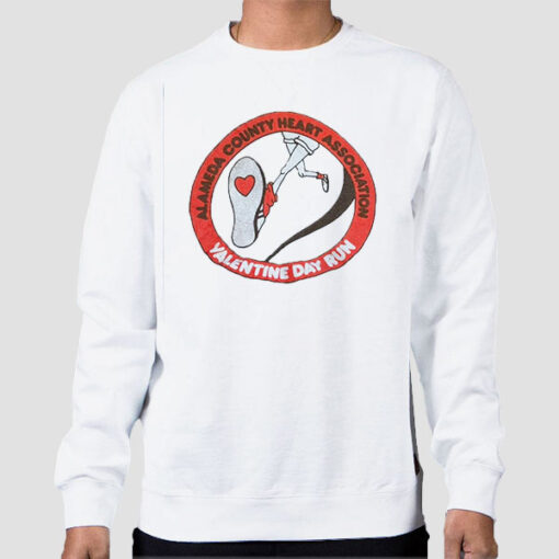 Sweatshirt White Vintage ACHA Alameda County Heart Association Valentine Day Run