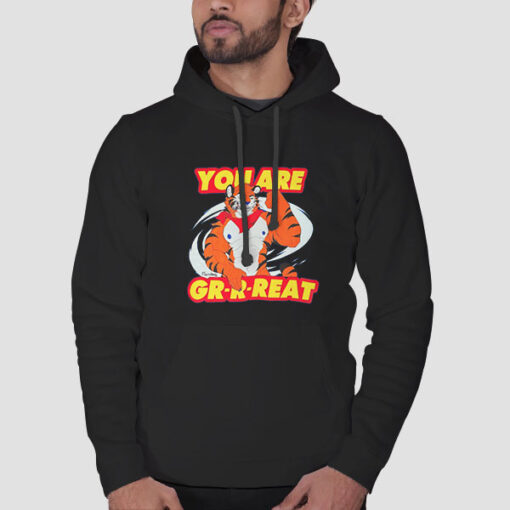 Hoodie Black Cartoon Tiger You Are Great