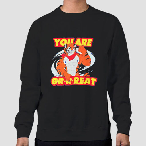 Sweatshirt Black Cartoon Tiger You Are Great