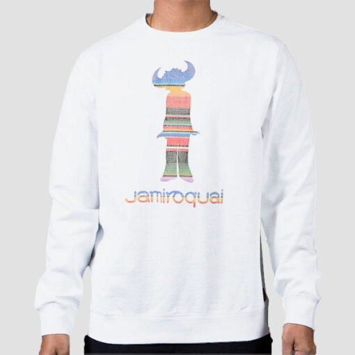 Sweatshirt White Retro Vintage Insonnia Projects X Jamiroquai Rainbow
