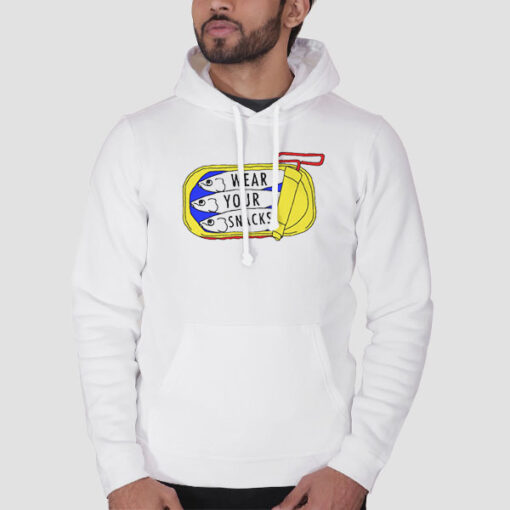 Hoodie White Funny Meme Wear Your Snack Logo
