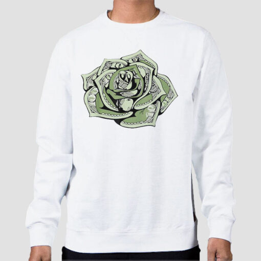 Sweatshirt White Classic Design 100 Dollar Bill Rose