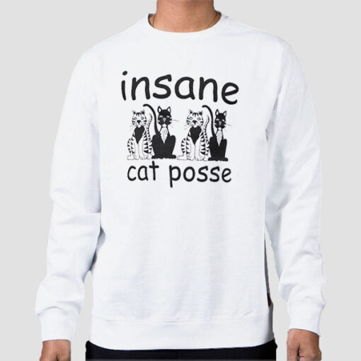 Sweatshirt White Inspired Insane Cat Posse