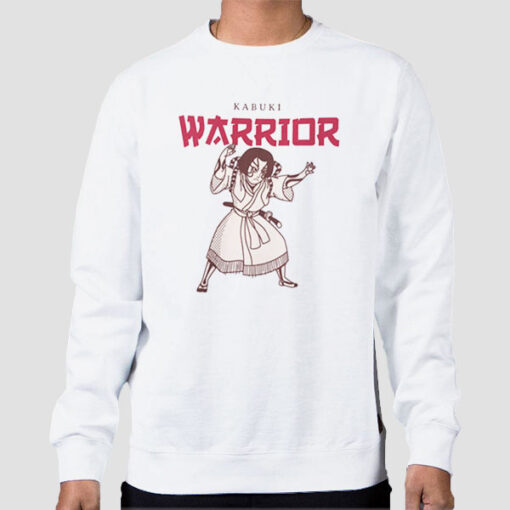 Sweatshirt White Manga Japanese Art Kabuki Warrior Shirt