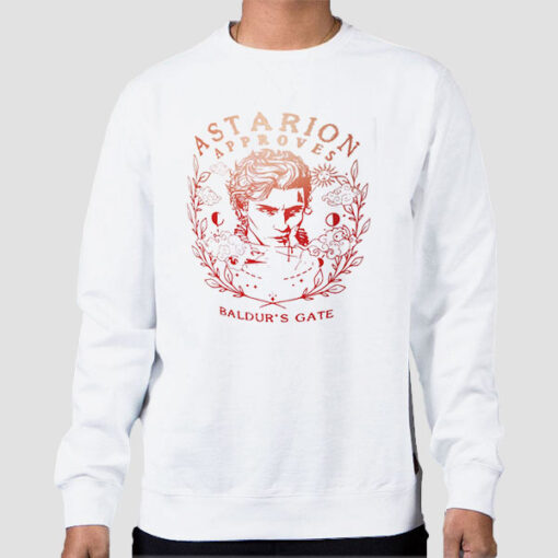 Sweatshirt White Vintage Astarion Approves Baldur's Gate